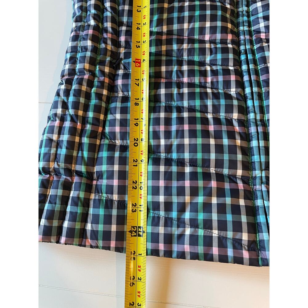Talbots Womens M Navy Plaid Down Filled Quilted Puffer Vest Zip Pockets Preppy - Picture 13 of 13